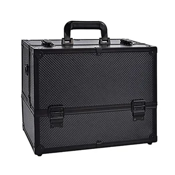 

Makeup Train Case Professional Adjustable - 6 Trays Cosmetic Cases Makeup Storage Organizer Box with Lock and Compartments