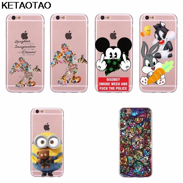 KETAOTAO Микки Минни Маус Дональд Ститч телефонные чехлы для iPhone 4S 5C 5S 6S 7 8 Plus X Чехол