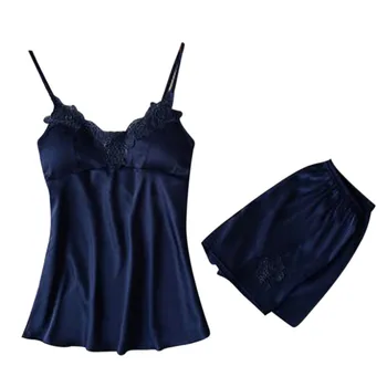 Brand women's sexy lace pajamas sets short pants & sleeveless tops two pieces female nighties summer young girls homewear H3i
Brand women's sexy lace pajamas sets short pants & sleeveless tops two pieces female nighties summer young girls homewear H3i