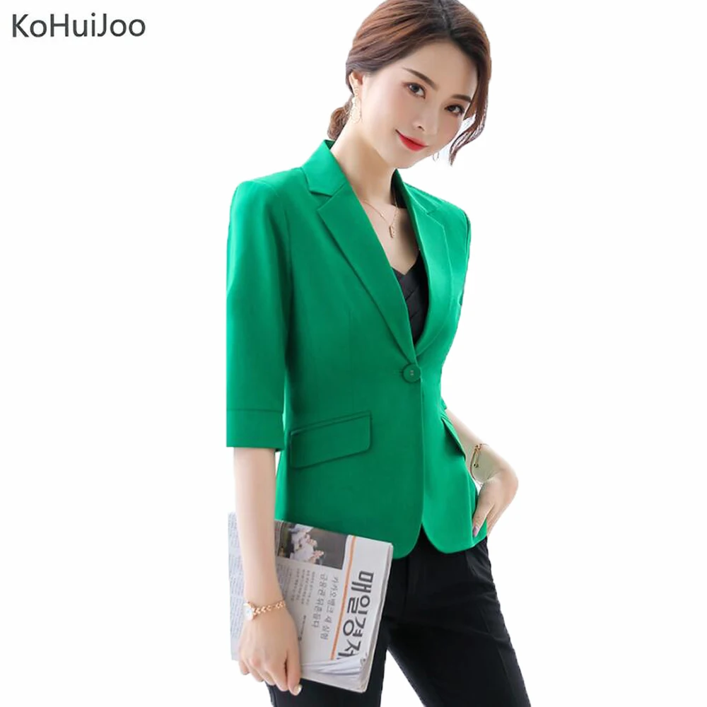 KoHuiJoo 2019 Women Summer Blazer Single Button Office Ladies Half Sleeve Blazer Female Plus Size Colorful Formal Jacket
KoHuiJoo 2019 Women Summer Blazer Single Button Office Ladies Half Sleeve Blazer Female Plus Size Colorful Formal Jacket