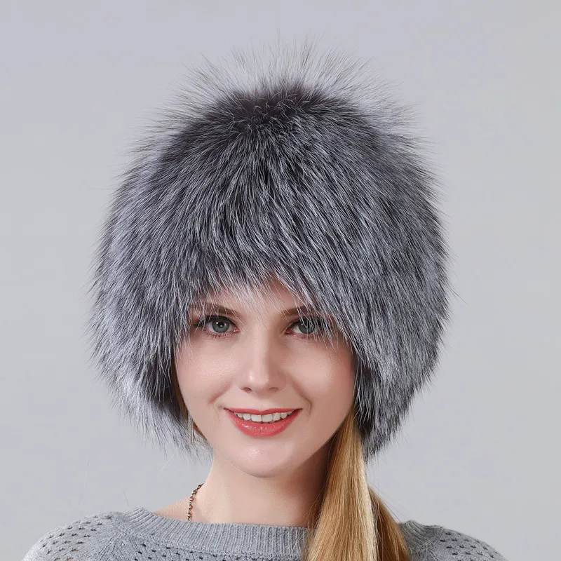 2017 зима должна Лидер продаж Природный Silver Fox Мех шляпа Для женщин зимние вязаные