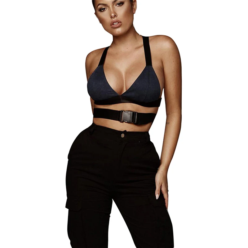 Sexy Denim Tank Top Women Streetwear Sleeveless Tops Waist Belted Buckle Tie Bralette Crop Tops 2018 Women Clothing X3
Sexy Denim Tank Top Women Streetwear Sleeveless Tops Waist Belted Buckle Tie Bralette Crop Tops 2018 Women Clothing X3