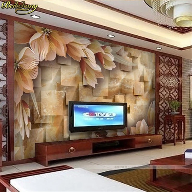 

beibehang Custom 3d photo wall paper3d stereoscopic large mural living room TV backdrop video wall floral wallpaper Continental