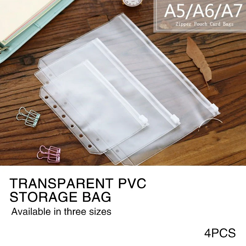 4Pcs Practical Transparent Storage Bag Zipper Office Notebook File Pocket File Package A5/A6/A7
4Pcs Practical Transparent Storage Bag Zipper Office Notebook File Pocket File Package A5/A6/A7