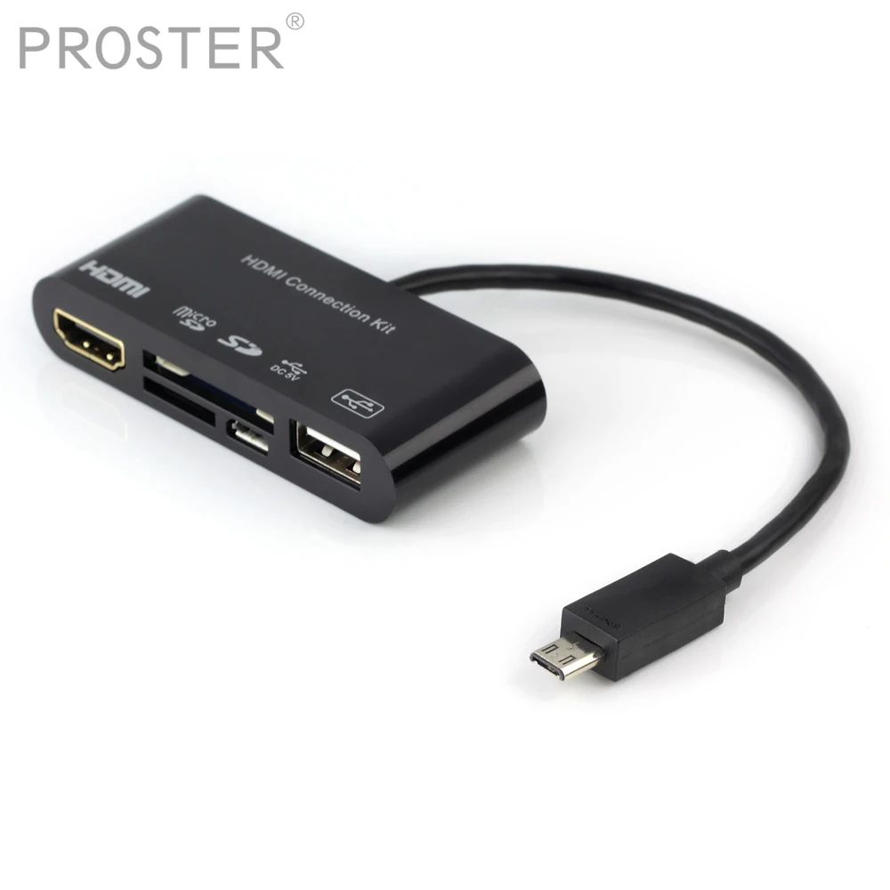 

Proster HDTV HDMI adapter USB OTG Card reader for Samsung Galaxy S3/S4/S5/Note 2,3,4 supports reading SD / TF / M2 memory card