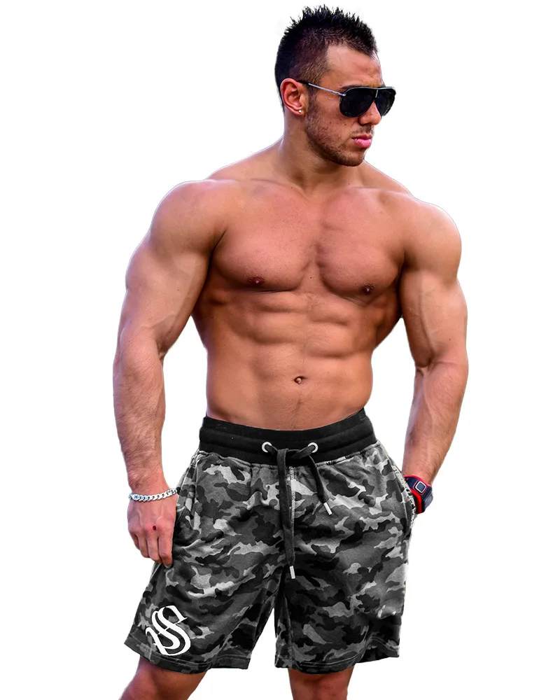 Men's Army Camouflage Shorts With Pockets Bodybuilding Clothing Men