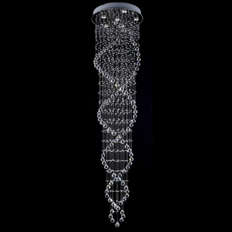 Modern LED K9 Crystal Chandeliers Light Fixture Rain Drop Stair Light for Staircase Luxury Hotel Villa Vanity
Modern LED K9 Crystal Chandeliers Light Fixture Rain Drop Stair Light for Staircase Luxury Hotel Villa Vanity
