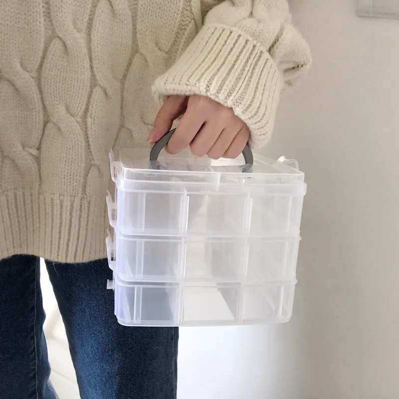 15*15*12cm 3 Layers 18 Grid Plastic Transparent Jewelry Storage Box Portable Jewelry Box Accessories for Earrings Ring C009
15*15*12cm 3 Layers 18 Grid Plastic Transparent Jewelry Storage Box Portable Jewelry Box Accessories for Earrings Ring C009