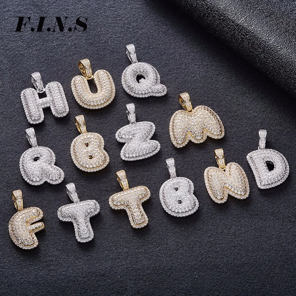 F.I.N.S A-Z Bubble Letters Cubic Zircon Necklaces Pendants Hip Hop Men Gold Silver Color Necklace Women Custom Pendant Chain
F.I.N.S A-Z Bubble Letters Cubic Zircon Necklaces Pendants Hip Hop Men Gold Silver Color Necklace Women Custom Pendant Chain