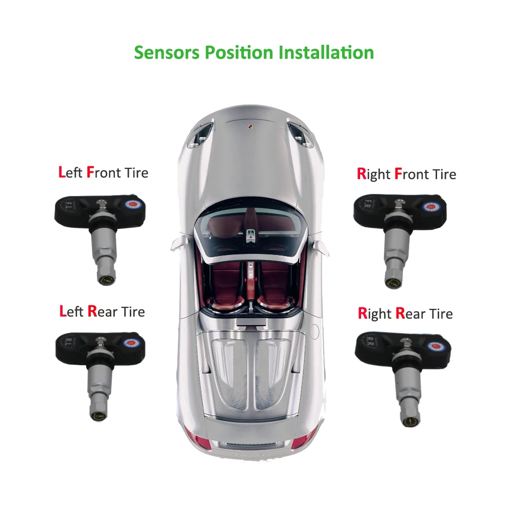 EANOP S368 Solar TPMS 2.4 inch Car Tire Pressure Monitoring System 4pcs Internal External Sensors ADAS Alarm For Universal Cars