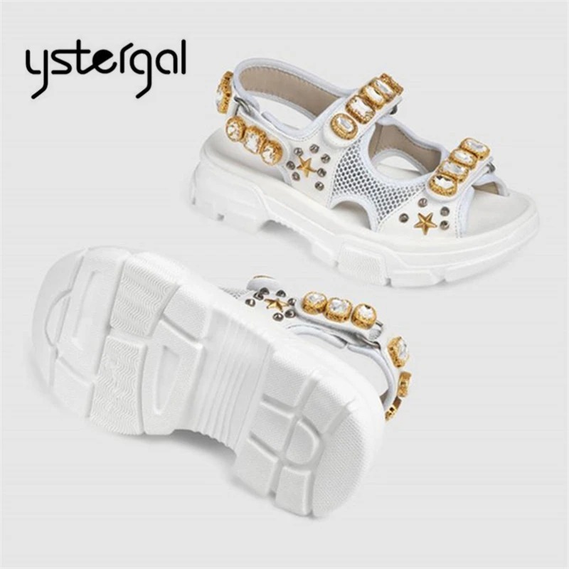 Ystergal White Women Sandals Rhinestone Platform Creepers Casual Flat Shoes Woman Sandalias Mujer Ladies Summer Beach Sandal
Ystergal White Women Sandals Rhinestone Platform Creepers Casual Flat Shoes Woman Sandalias Mujer Ladies Summer Beach Sandal