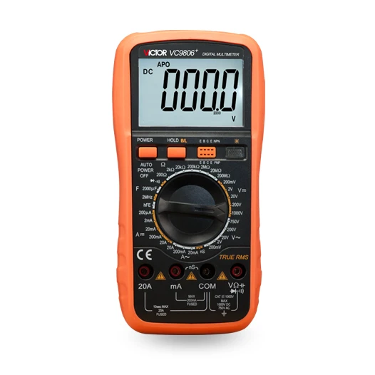 VICTOR VC9806+ Digital Multimeter DMM Ammeter Voltmeter Ohmmeter w/ Capacitance Frequency & hFE Test
VICTOR VC9806+ Digital Multimeter DMM Ammeter Voltmeter Ohmmeter w/ Capacitance Frequency & hFE Test