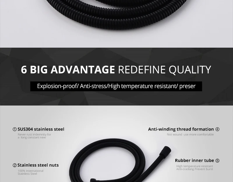 DCAN Plumbing Hoses Stainless Steel Black Shower Hose 1.5m Plumbing Hose Bath Products Bathroom Accessories Shower TubingHoses (2)