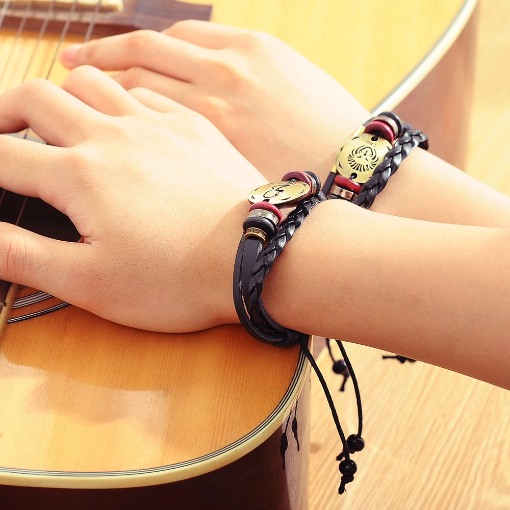 12 Zodiac Signs Cuff Leather Bracelet Men Femme Charms For Women Jewelry Couple Lovers Fits For Original Bracelets & Bangles 6