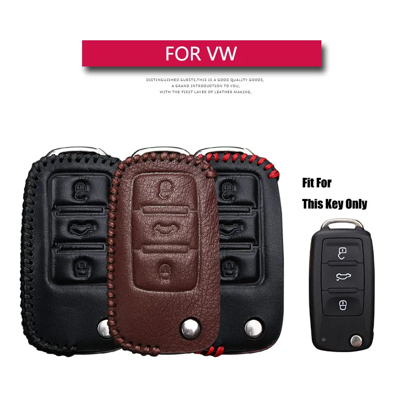 Чехол для автомобильного ключа кожаный защитный чехол Volkswage VW Polo Golf Passat Tiguan Bora Jetta