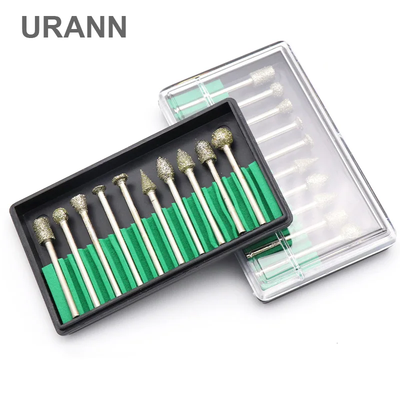 10pcs/lot Diamond Grinding Head 3.0mm Shank Grinding Needle Bits Burrs for Metal Stone Jade Engraving Carving Tools
10pcs/lot Diamond Grinding Head 3.0mm Shank Grinding Needle Bits Burrs for Metal Stone Jade Engraving Carving Tools