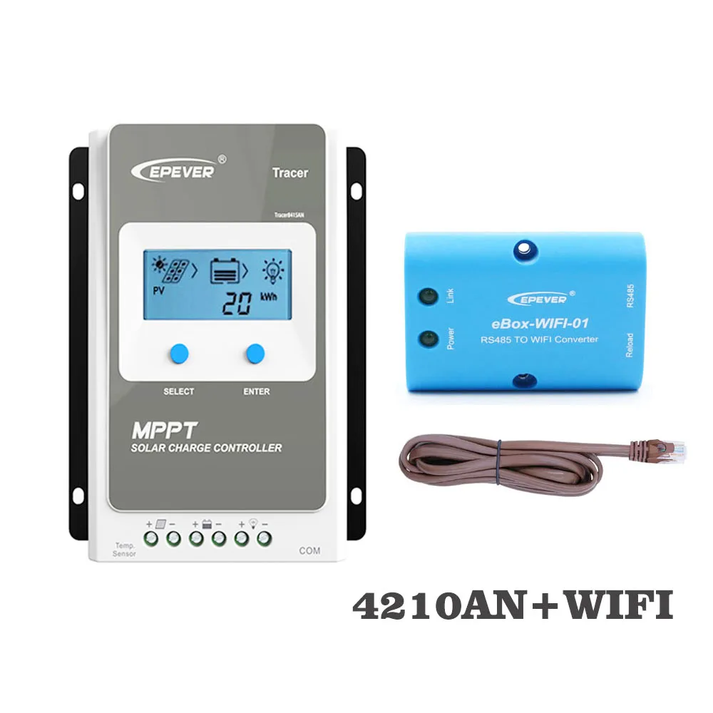 Tracer4210AN WIFI Mobile phone APP eBox-WIFI-01 40A MPPT Solar Charge Controller cell battery charger control 4210AN 4210A
Tracer4210AN WIFI Mobile phone APP eBox-WIFI-01 40A MPPT Solar Charge Controller cell battery charger control 4210AN 4210A