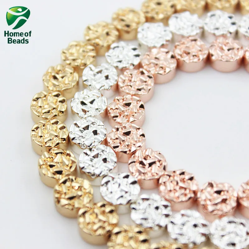 

New Arrival Hematite loose gold silver color rose gold beads 8 10 12MM For DIY Jewelry Making (20 pieces/pack) CPHB1023