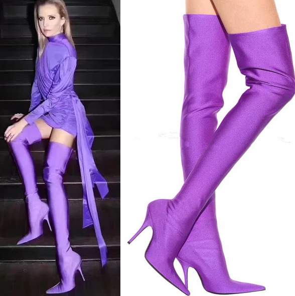 Womens Stretchy Leather Knee High Boots Stilettos Pointy Toe Sexy Punk Shoes A34
Womens Stretchy Leather Knee High Boots Stilettos Pointy Toe Sexy Punk Shoes A34