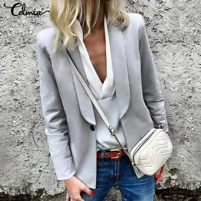 2019 Celmia Women Blazers Fashion Jackets Lapel Long Sleeve Slim Suit Buttons Female Work Coats Solid Autumn Outerwear Plus Size
2019 Celmia Women Blazers Fashion Jackets Lapel Long Sleeve Slim Suit Buttons Female Work Coats Solid Autumn Outerwear Plus Size