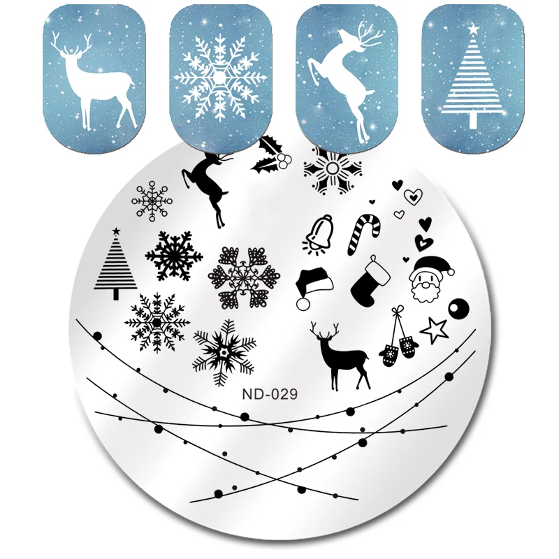 NICOLE DIARTY Christmas Snowflake Deer Stamp Template Round Manicure Nail Art Stamping Image Plate ND-029
NICOLE DIARTY Christmas Snowflake Deer Stamp Template Round Manicure Nail Art Stamping Image Plate ND-029