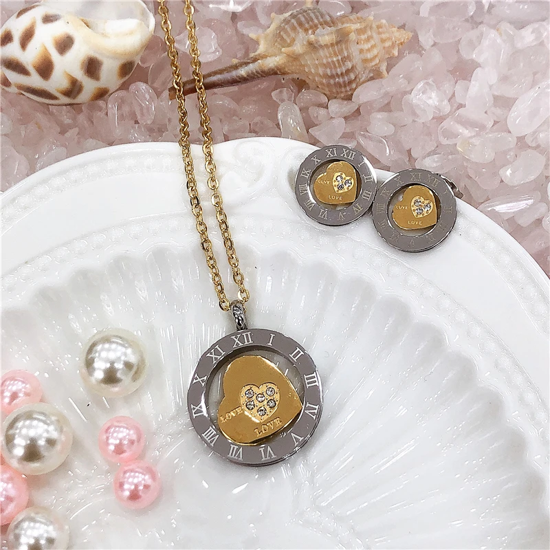 Luxury Brand Love Heart Crystal Stainless Steel CZ Round Pendants Necklace Earring Metal Chain Jewelry Female Wedding Party
Luxury Brand Love Heart Crystal Stainless Steel CZ Round Pendants Necklace Earring Metal Chain Jewelry Female Wedding Party