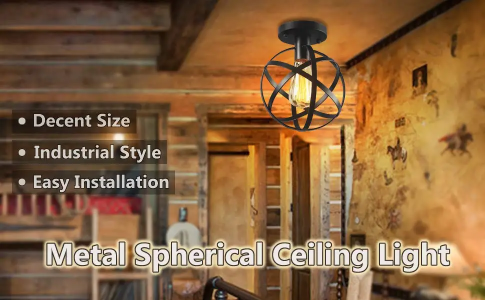 Plafoniere Soffitto Industrial : Acquista plafoniera industriale in metallo lampada a