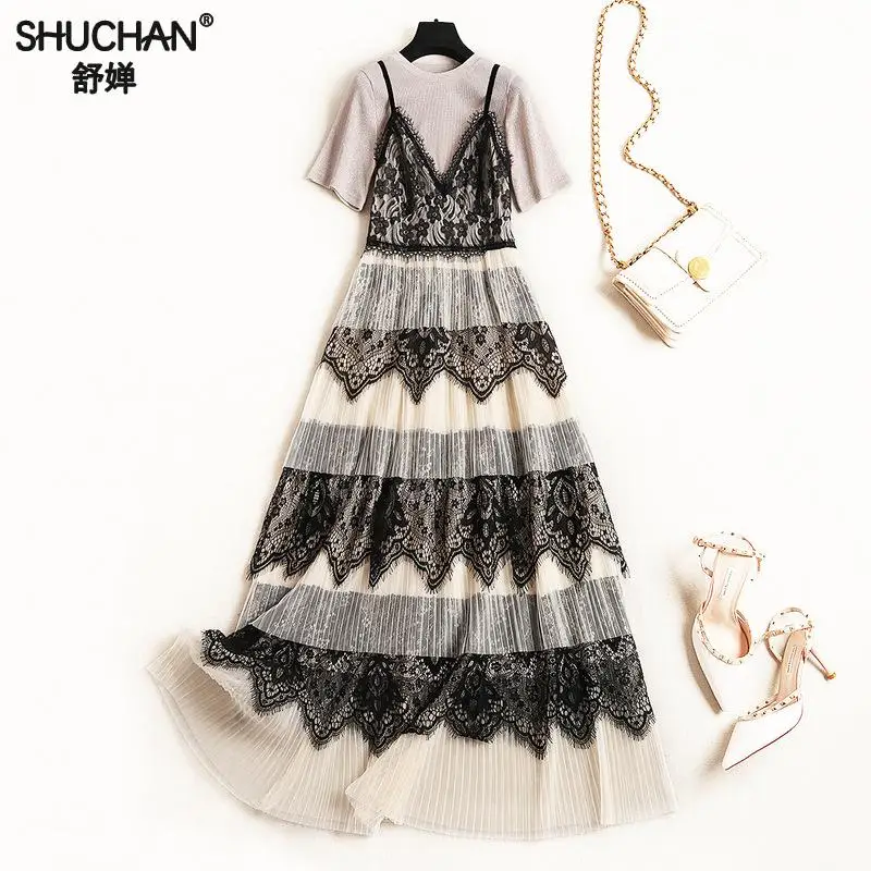 Shuchan Lolita Style 2 Piece Set Women Knitted Tops+ Spaghetti Strap Lace Dress Women's Clothing Summer 2019 Clothes 50759
Shuchan Lolita Style 2 Piece Set Women Knitted Tops+ Spaghetti Strap Lace Dress Women's Clothing Summer 2019 Clothes 50759