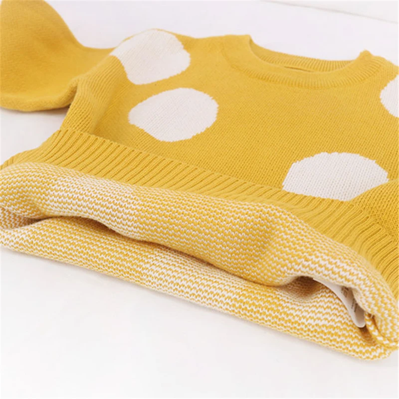 Модные детские свитера для малышей в горошек мальчиков зимние девочек вязаный