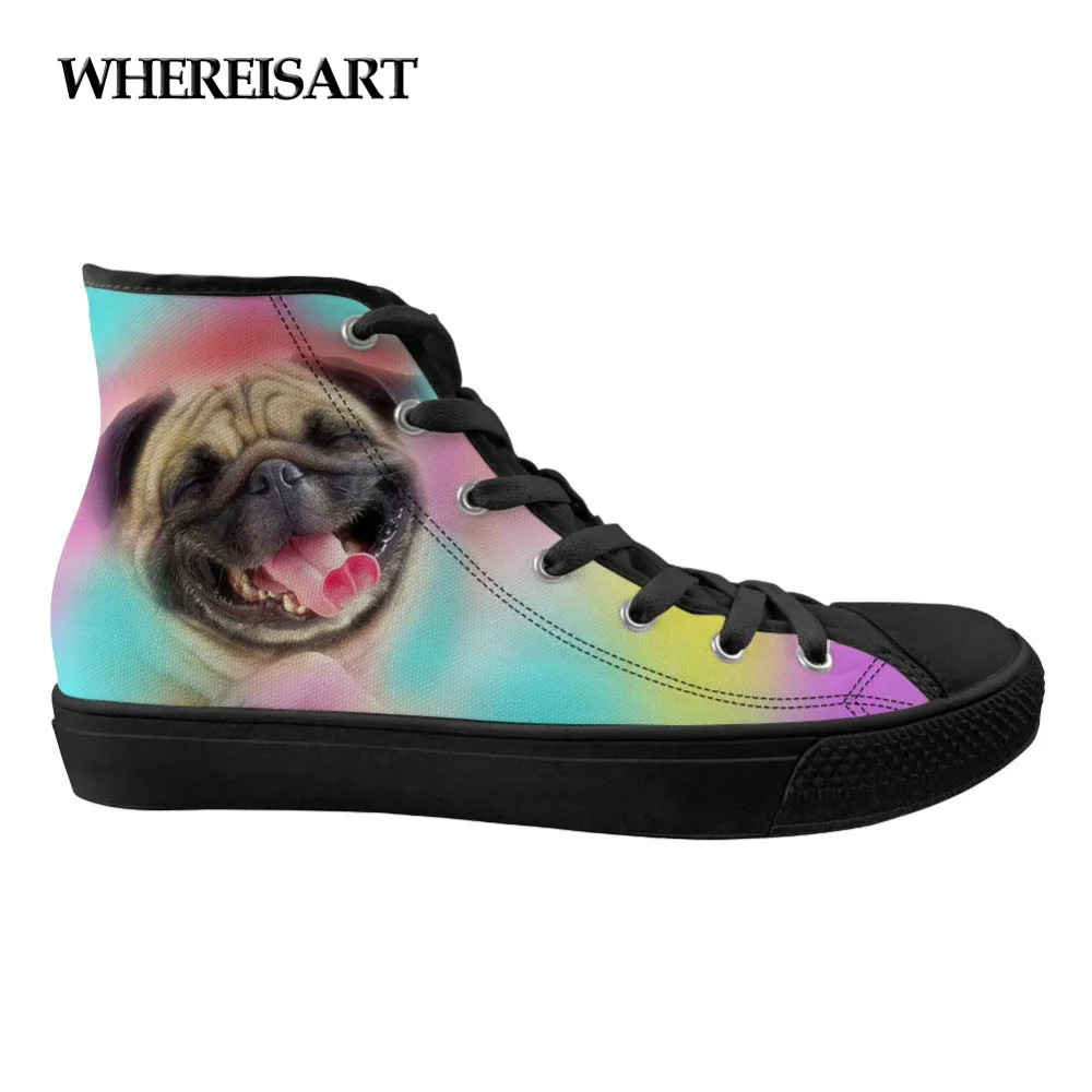 WHEREISART Colorful Animal Pug Dog Pattern Womens Flats Vulcanized Shoes Canvas Ladies High Top Leisure Sneakers Woman Spring
WHEREISART Colorful Animal Pug Dog Pattern Womens Flats Vulcanized Shoes Canvas Ladies High Top Leisure Sneakers Woman Spring