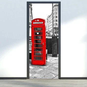 Living Room Restaurant Door Sticker 3D Red Telephone Booth Modern Creative Art Wallpaper PVC Waterproof Door Decals Home Poster
Living Room Restaurant Door Sticker 3D Red Telephone Booth Modern Creative Art Wallpaper PVC Waterproof Door Decals Home Poster