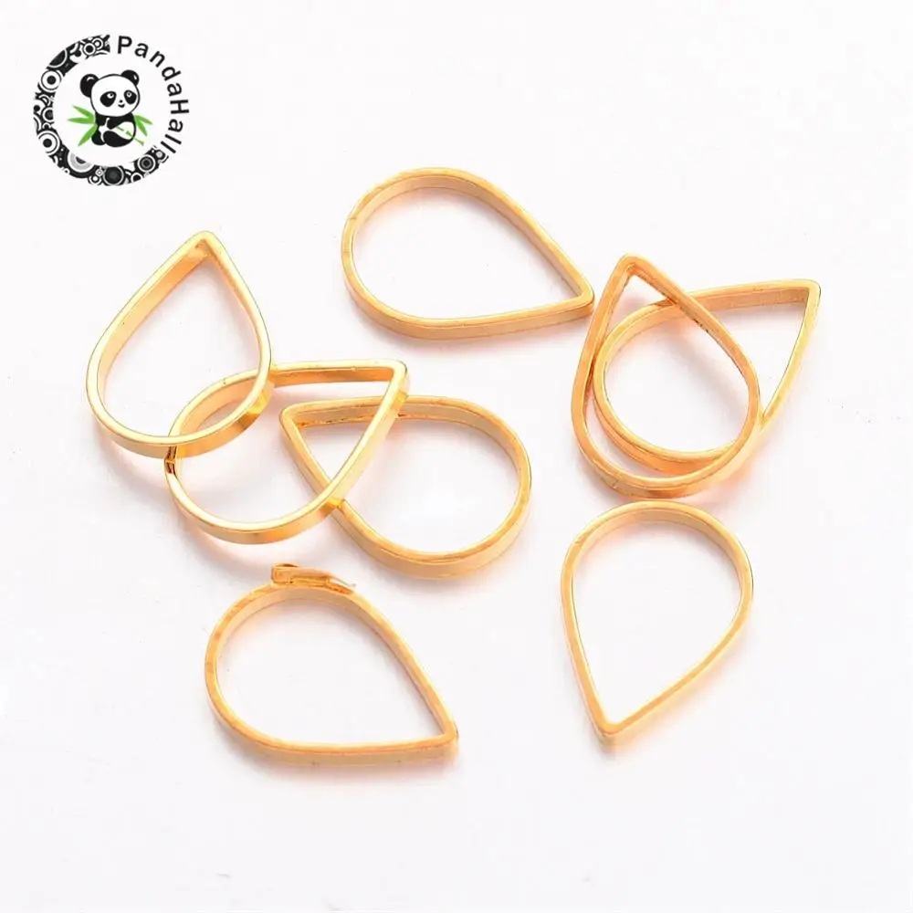 Brass Linking Rings, Drop, plated in golden color, about 7mm wide, 11mm long, 1mm thick
Brass Linking Rings, Drop, plated in golden color, about 7mm wide, 11mm long, 1mm thick
