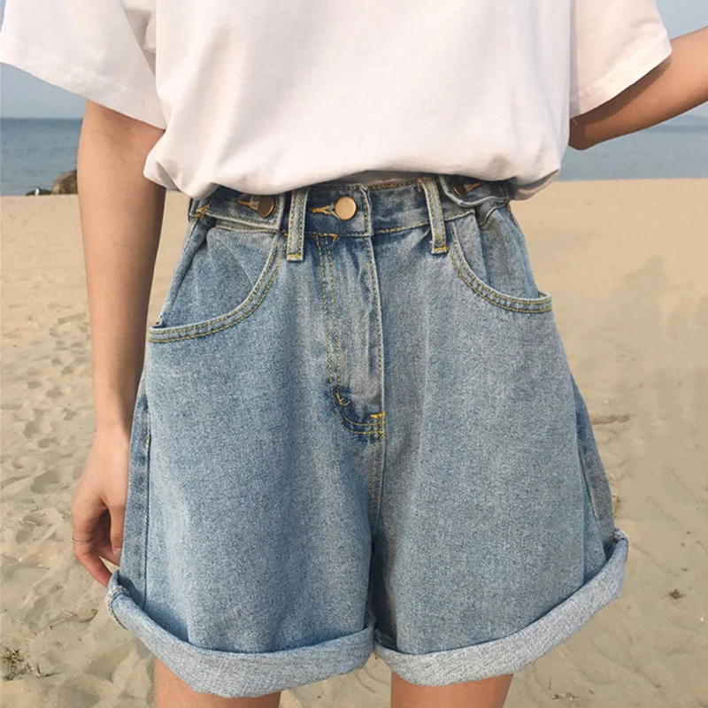Denim Vintage Light Blue Solid Fashion High Waist Simple New Arrival Loose Casual Female Shorts
Denim Vintage Light Blue Solid Fashion High Waist Simple New Arrival Loose Casual Female Shorts