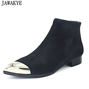 JAWAKYE high quality Ankle Boots for women Horsehair metal decortion Pointed Toe zipper flat heel matin boots shoes women
JAWAKYE high quality Ankle Boots for women Horsehair metal decortion Pointed Toe zipper flat heel matin boots shoes women