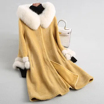 High Quality Real Wool Fur Coat Sheep Shearing Jackets Natural Fox Fur Collar Hooded Long Winter Jacket Women Mink Cuff Z567
High Quality Real Wool Fur Coat Sheep Shearing Jackets Natural Fox Fur Collar Hooded Long Winter Jacket Women Mink Cuff Z567