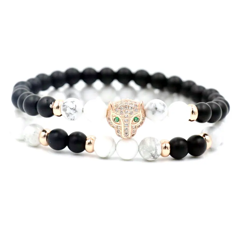 2pcs/set Silver Color Copper Inlay Zircon Leopard Head Bracelets Men Natural Onyx Stone Chakra Bracelet For Women Love Jewelry
2pcs/set Silver Color Copper Inlay Zircon Leopard Head Bracelets Men Natural Onyx Stone Chakra Bracelet For Women Love Jewelry