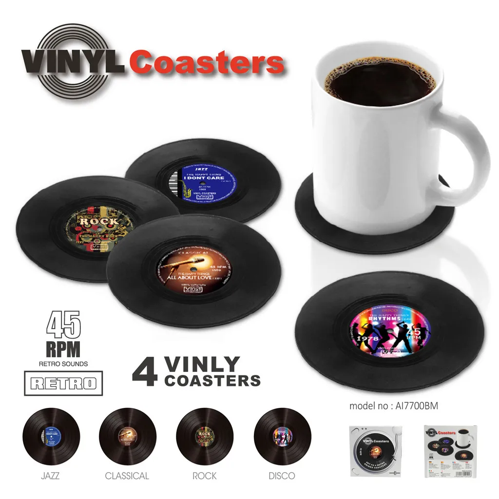 NEW creative 4pcs Vinyl Coaster CD Record Cup Drinks Holder Mat Tableware placemats for kitchen table home accessories 2019
NEW creative 4pcs Vinyl Coaster CD Record Cup Drinks Holder Mat Tableware placemats for kitchen table home accessories 2019