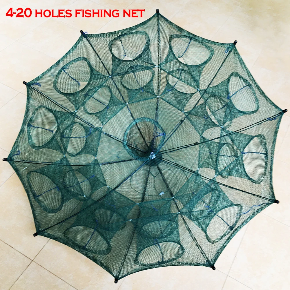 4~16 Hole Automatic Fishing Net Shrimp Cage Folding Portable Crab Fish Trap Cast