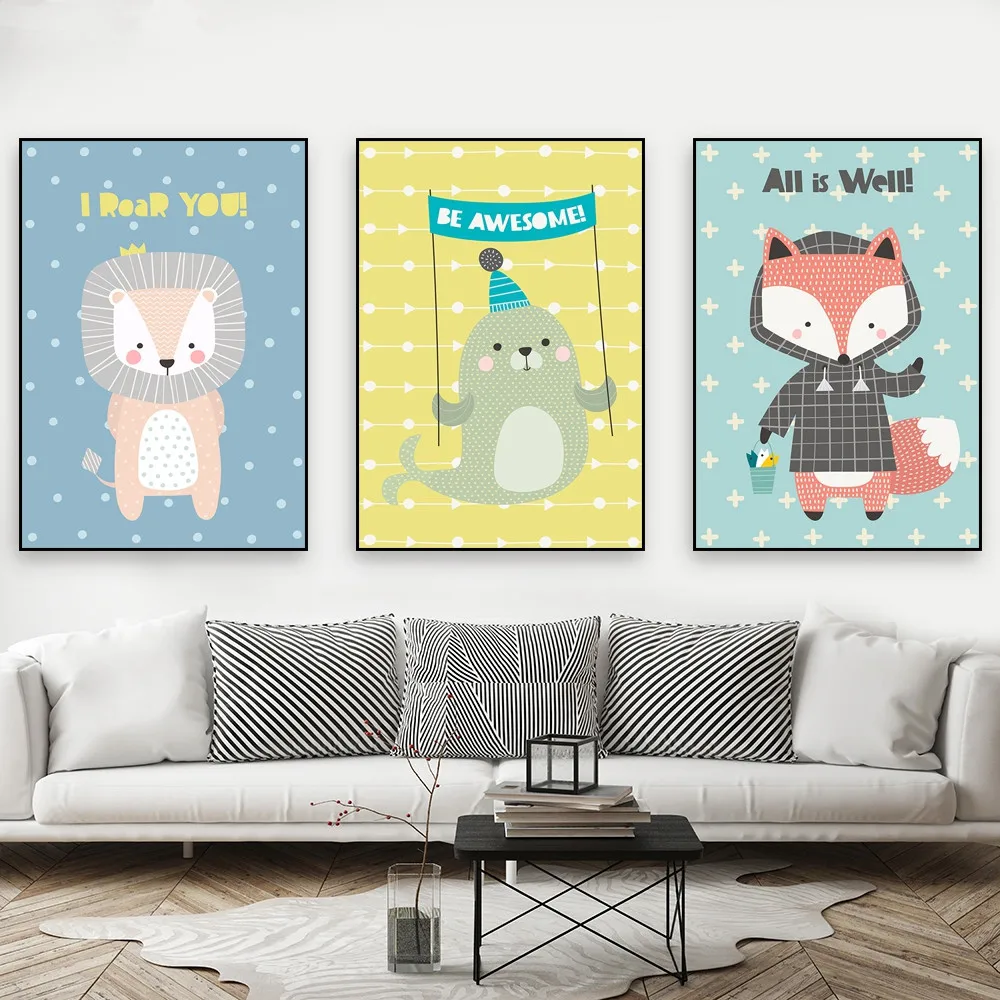 Nordic Style Cartoon Animals Posters Print Cute Fox Fish Lion Paintings Canvas Home Decor Modern Children Room Wall Art Pictures
Nordic Style Cartoon Animals Posters Print Cute Fox Fish Lion Paintings Canvas Home Decor Modern Children Room Wall Art Pictures