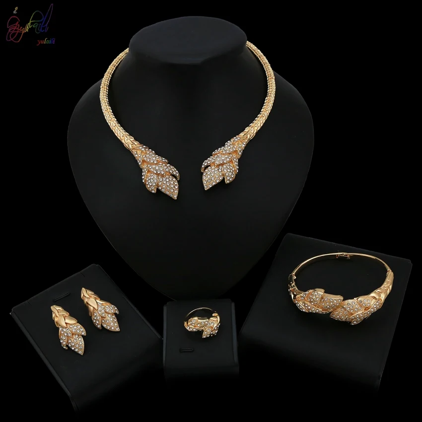 Yulaili Full Crsytal Covered Quality Jewellery about Latest Design Four Pcs Alloy Gold Color Jewelry Set for Women Wedding
Yulaili Full Crsytal Covered Quality Jewellery about Latest Design Four Pcs Alloy Gold Color Jewelry Set for Women Wedding