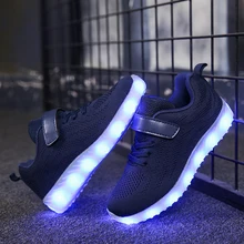 2019 ホットファッションブランドガールズボーイズフラッシュランプの靴子供のための Led ライトスニーカー USB 充電式カジュアルスポーツグローイング(China)