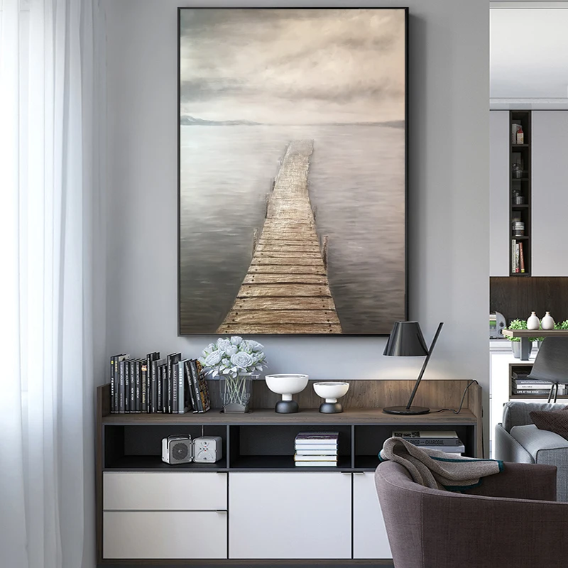Seascape Posters and Prints Wall Art Canvas Painting Hand Painted Wooden Bridge Pictures For Living Room Home Wall Decoration
Seascape Posters and Prints Wall Art Canvas Painting Hand Painted Wooden Bridge Pictures For Living Room Home Wall Decoration