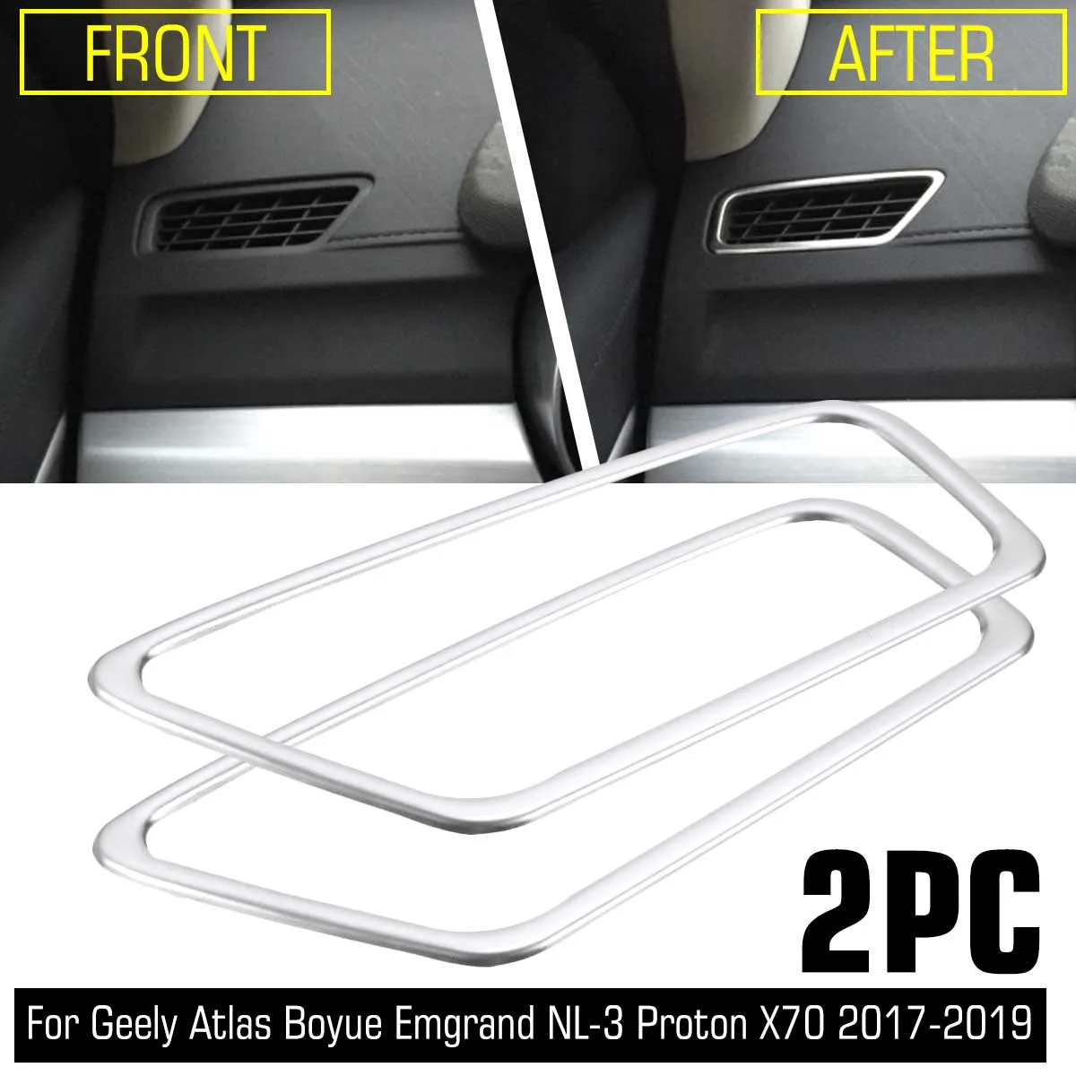 2X Car Dashboard Air Outlet Vent Cover Trim Frame Sticker Stainless For Geely Atlas Boyue Emgrand NL-3 Proton X70 2017 2018 2019
2X Car Dashboard Air Outlet Vent Cover Trim Frame Sticker Stainless For Geely Atlas Boyue Emgrand NL-3 Proton X70 2017 2018 2019