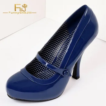 Women Shoes Ladies Pumps 2018 Spring Navy Patent Leather Stiletto Heels Mary Jane Heels Vintage Plus Size 11 12 13
Women Shoes Ladies Pumps 2018 Spring Navy Patent Leather Stiletto Heels Mary Jane Heels Vintage Plus Size 11 12 13