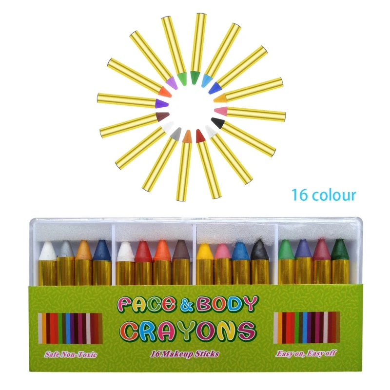 Halloween Gifts For Kids Face Painting Crayon Skit 16 Colors Children Safe Face Body Paint Crayons Pencils Kit Set Makeup 
Halloween Gifts For Kids Face Painting Crayon Skit 16 Colors Children Safe Face Body Paint Crayons Pencils Kit Set Makeup
