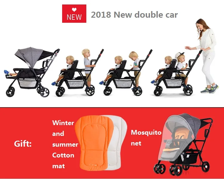 Seebaby Fold gemelos cochecito de bebé del cochecito de niño doble Dos  asiento puede soporte / Sit Fit Los recién nacidos y los niños del carro de