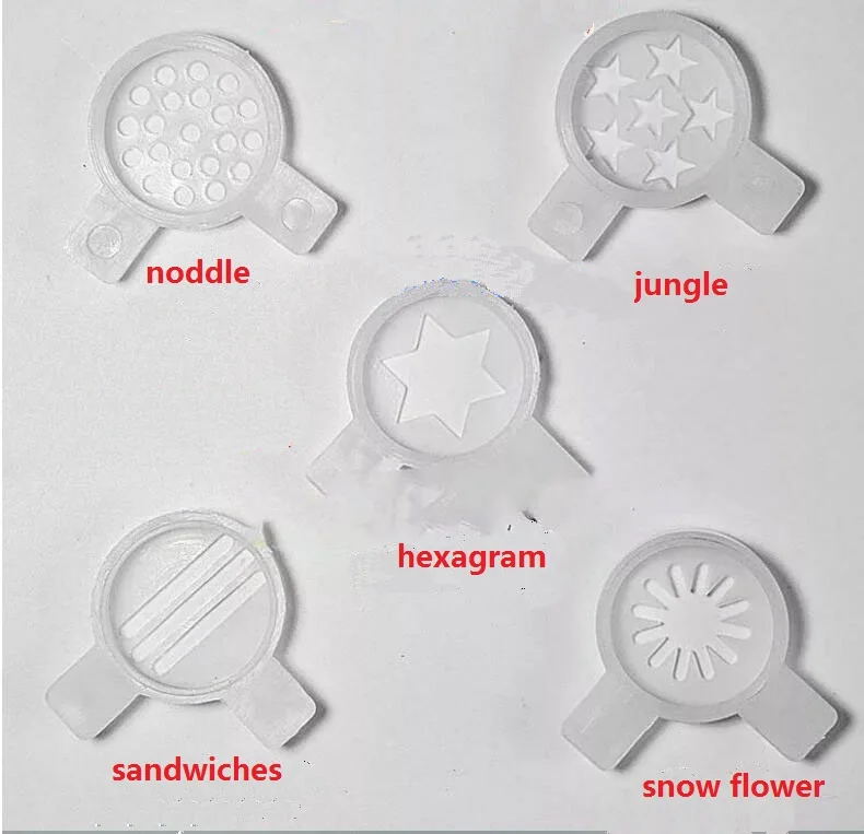 Description Picture 2 of itemIce Cream Maker Parts 5 in 1 Plastic Nozzle kit snow flower jungle noodle hexagram sndwiches