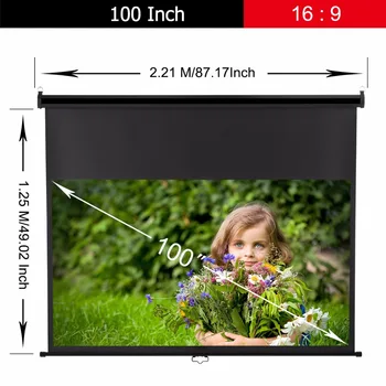 Excelvan 100 inch 16:9 Ratio 1.1 Gain Manual Pull Down Projection Projector Screen for 1080P Auto Self Locking Waterproof Screen
Excelvan 100 inch 16:9 Ratio 1.1 Gain Manual Pull Down Projection Projector Screen for 1080P Auto Self Locking Waterproof Screen