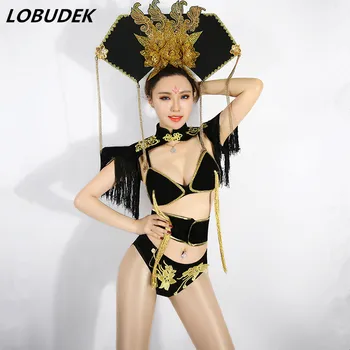 Chinese Style Embroidery Women's Sets Vintage Nightclub Bar Singer Dance Teams Stage Outfit Sexy Party Show Performance Costume
Chinese Style Embroidery Women's Sets Vintage Nightclub Bar Singer Dance Teams Stage Outfit Sexy Party Show Performance Costume