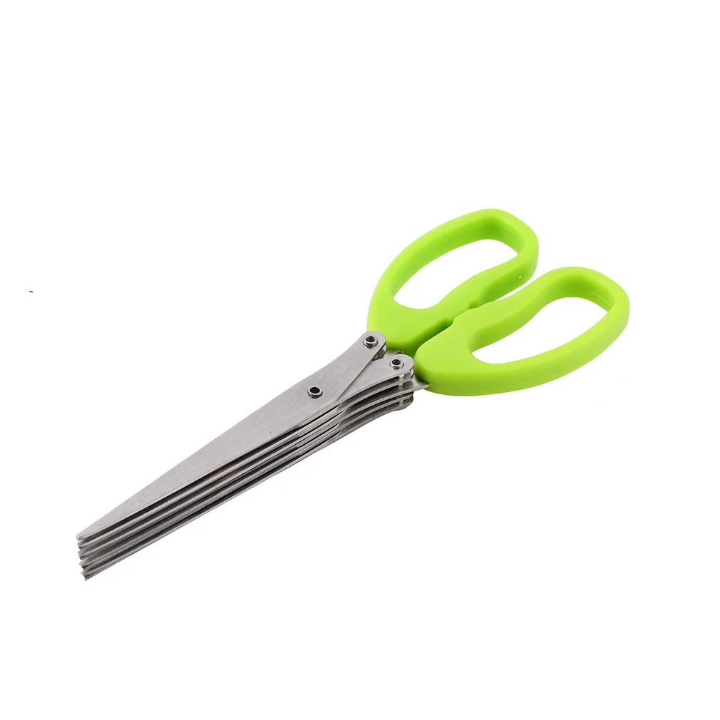 1pc Multi-functional Stainless Steel Kitchen Knives 5 Layers Scissors Sushi Shredded Scallion Herb Spices Scissors Cooking Tools
1pc Multi-functional Stainless Steel Kitchen Knives 5 Layers Scissors Sushi Shredded Scallion Herb Spices Scissors Cooking Tools